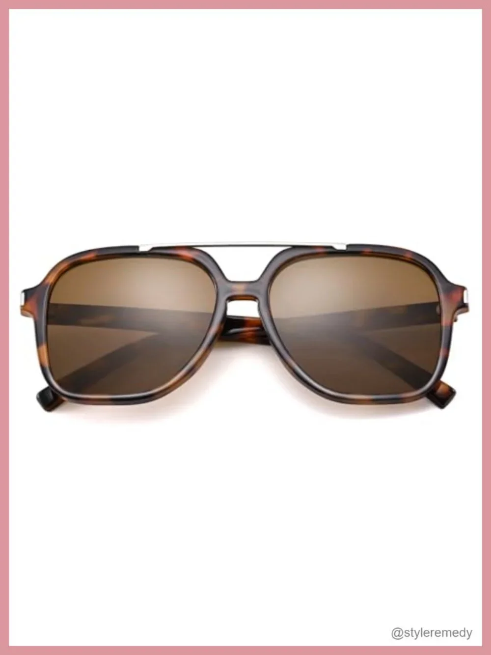 Oversized Aviator Sunglasses Retro Square Frame UV400 Protection
